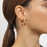 Pendientes de aro grande de oro rosa con tres diamantes