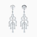 Long earrings in white gold waterfall with diamonds