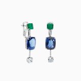 Sapphire, Emerald and Diamond Earrings 