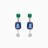 Sapphire, Emerald and Diamond Earrings 