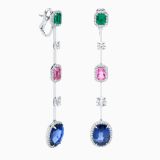 Emerald, sapphires and diamonds earrings in white gold