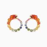 Rose gold hoop earrings with multicoloured sapphires and pear-cut orange sapphires
