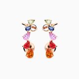 Pendientes earcuffs de oro rosa con zafiros multicolor talla pera 