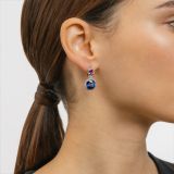 Pendientes  de oro blanco con zafiros azules y zafiros rosas