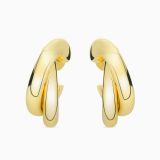 Pendientes de aro doble cruzados de oro amarillo