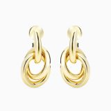 Pendientes de aro doble entrelazados de oro amarillo