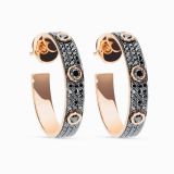 Pendientes de aro grande de oro rosa con pavé de diamantes negros