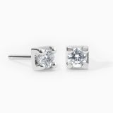 Pendientes dormilonas de oro blanco con diamantes