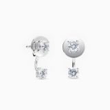 Pendientes dormilonas doble de oro blanco con diamantes