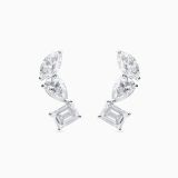 Pendientes ear cuff de oro blanco con diamantes multitalla