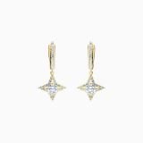 Pendientes estrella de oro amarillo con diamante central y orla de diamantes 