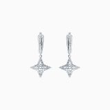 Pendientes estrella de oro blanco con diamante central y orla de diamantes 