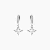 Pendientes estrella de oro blanco con diamantes y diamante central