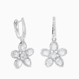 Pendientes flor de oro blanco con diamantes multitalla