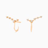 Rose gold climbing earrings with five diamonds