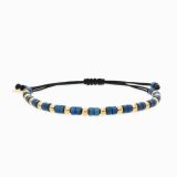 Pulsera de hilo para hombre con gemas de color azul y oro rosa