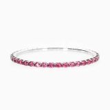 Elastic riviere bracelet in rose gold with red rubies