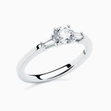 White gold triple engagement ring with a central diamond and side diamonds RABAT Poetic