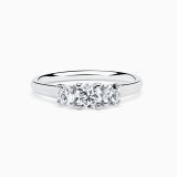 Anillo solitario de compromiso de oro blanco con tres diamantes Rabat Always U