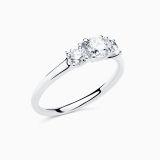Anillo solitario de compromiso de oro blanco con tres diamantes Rabat Always U
