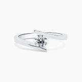White gold solitaire engagement ring with a central diamond