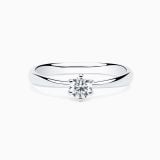 White gold solitaire engagement ring with a central diamond