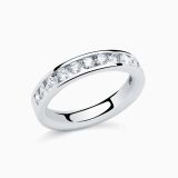 White gold half wedding band with diamonds