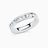 White gold half wedding band with diamonds