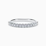 Anillo media alianza de compromiso de oro blanco con diamantes
