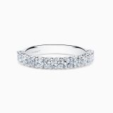 Anillo media alianza de compromiso de oro blanco con diamantes