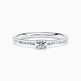 White gold with diamond in the center and arm with diamonds solitaire ring RABAT Poetic