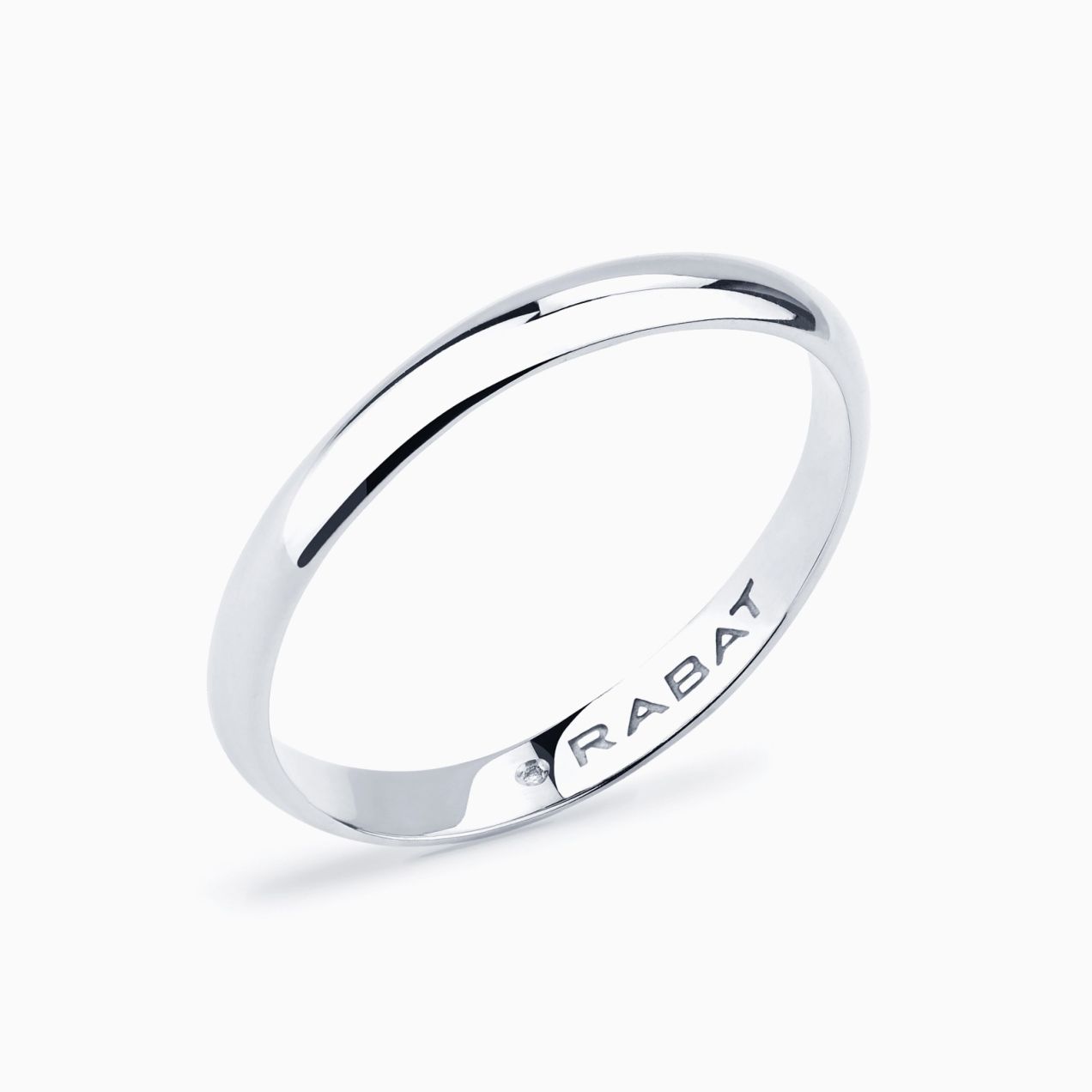 White gold half-round wedding ring