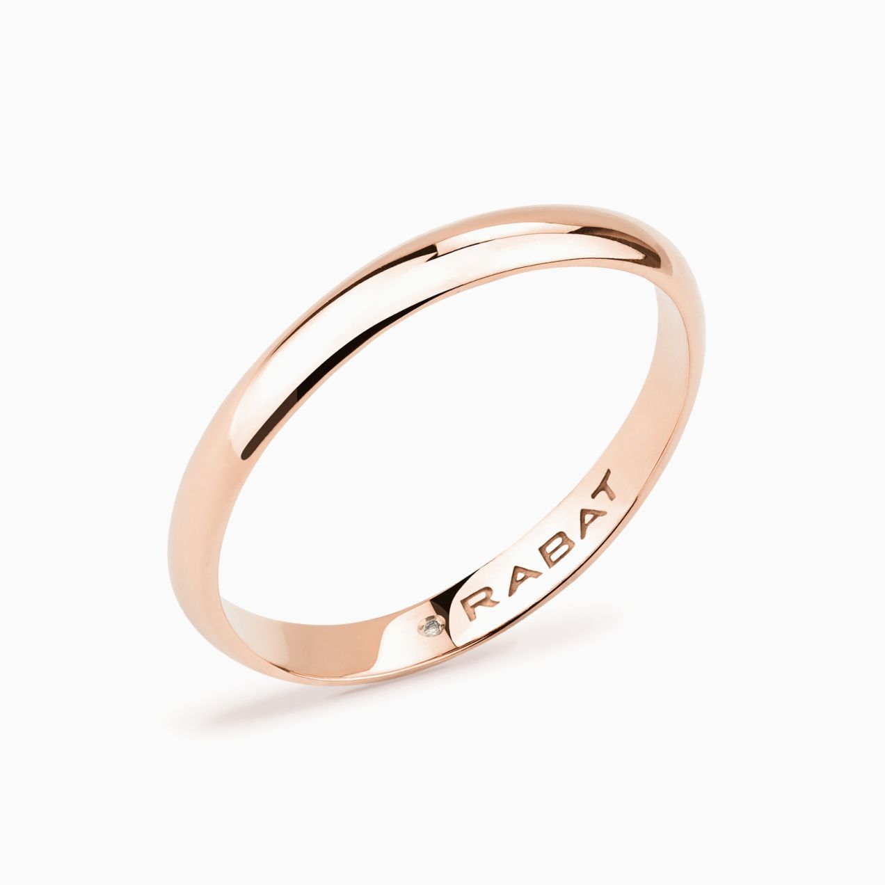 Pink gold half-round wedding ring