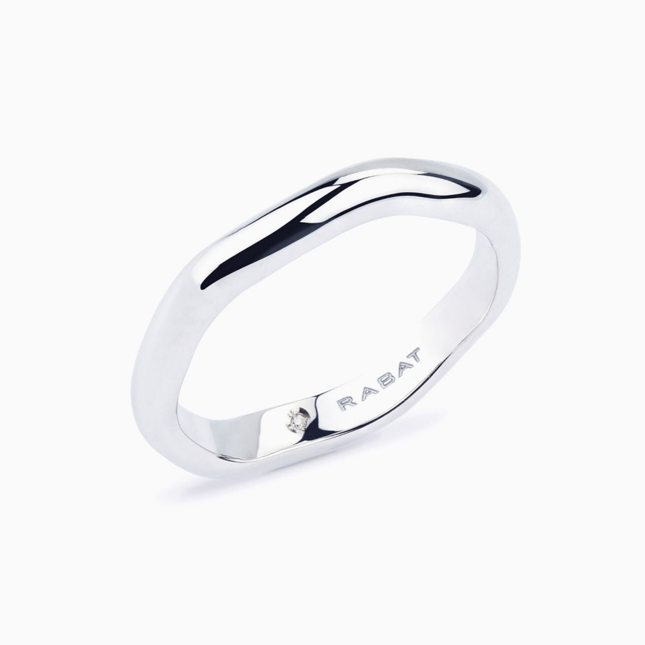 White gold waves wedding ring