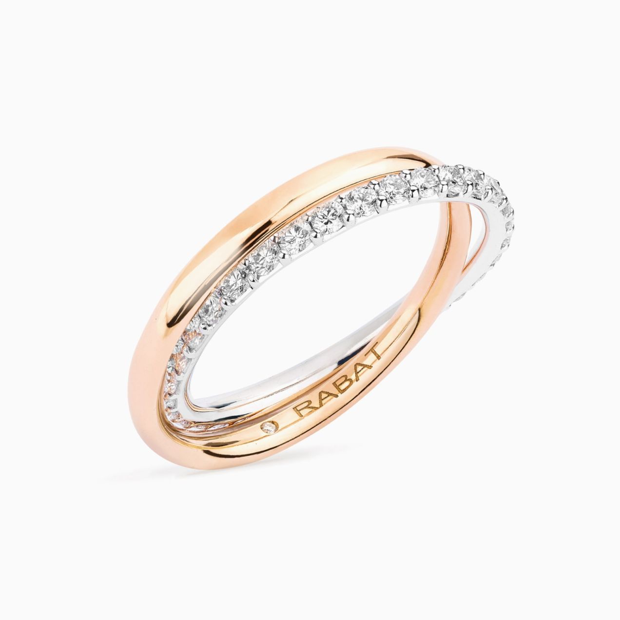 You and Me wedding band in rose and diamonds