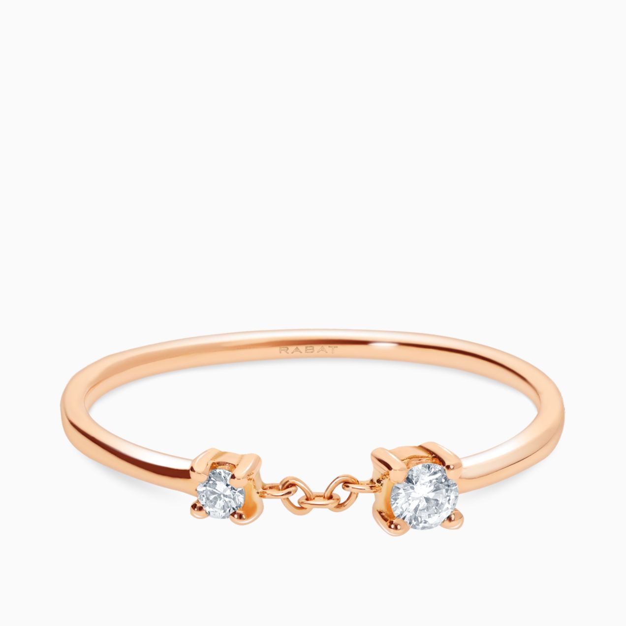 Rose gold chain open alliance ring with diamonds