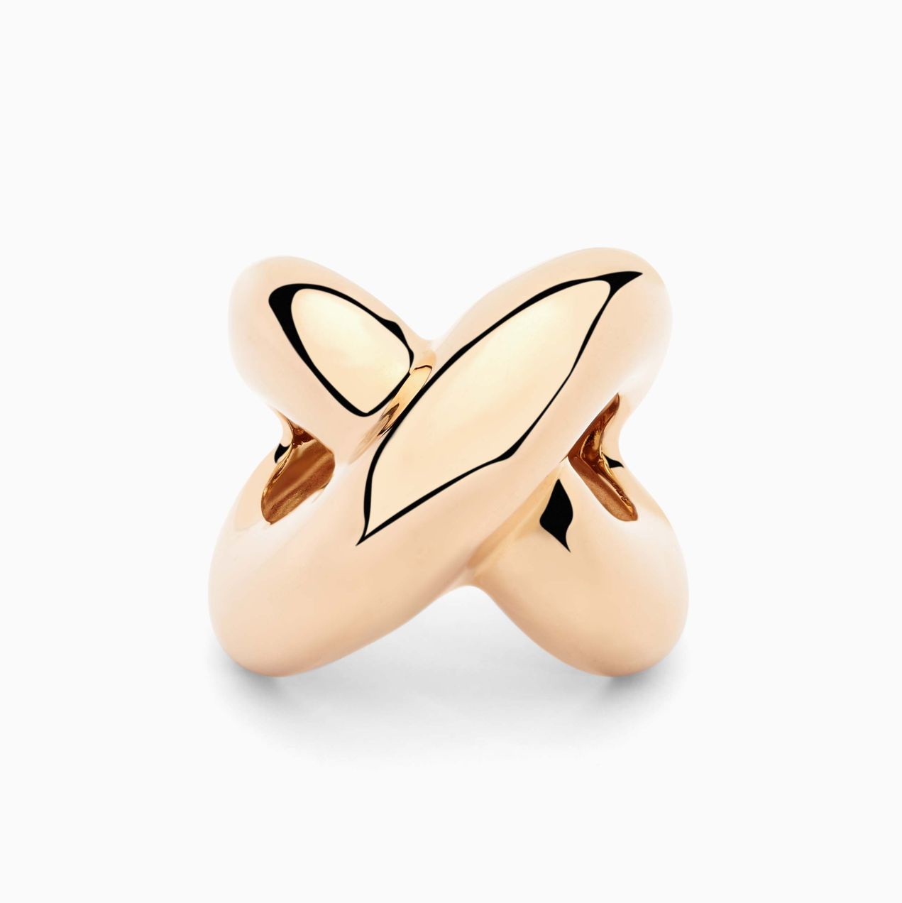 Rose Gold Ring with Crossed Rows 