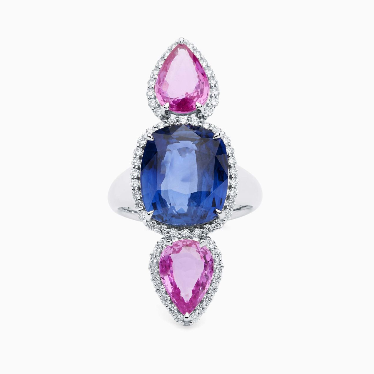 Colored Sapphires and Diamonds Ring 