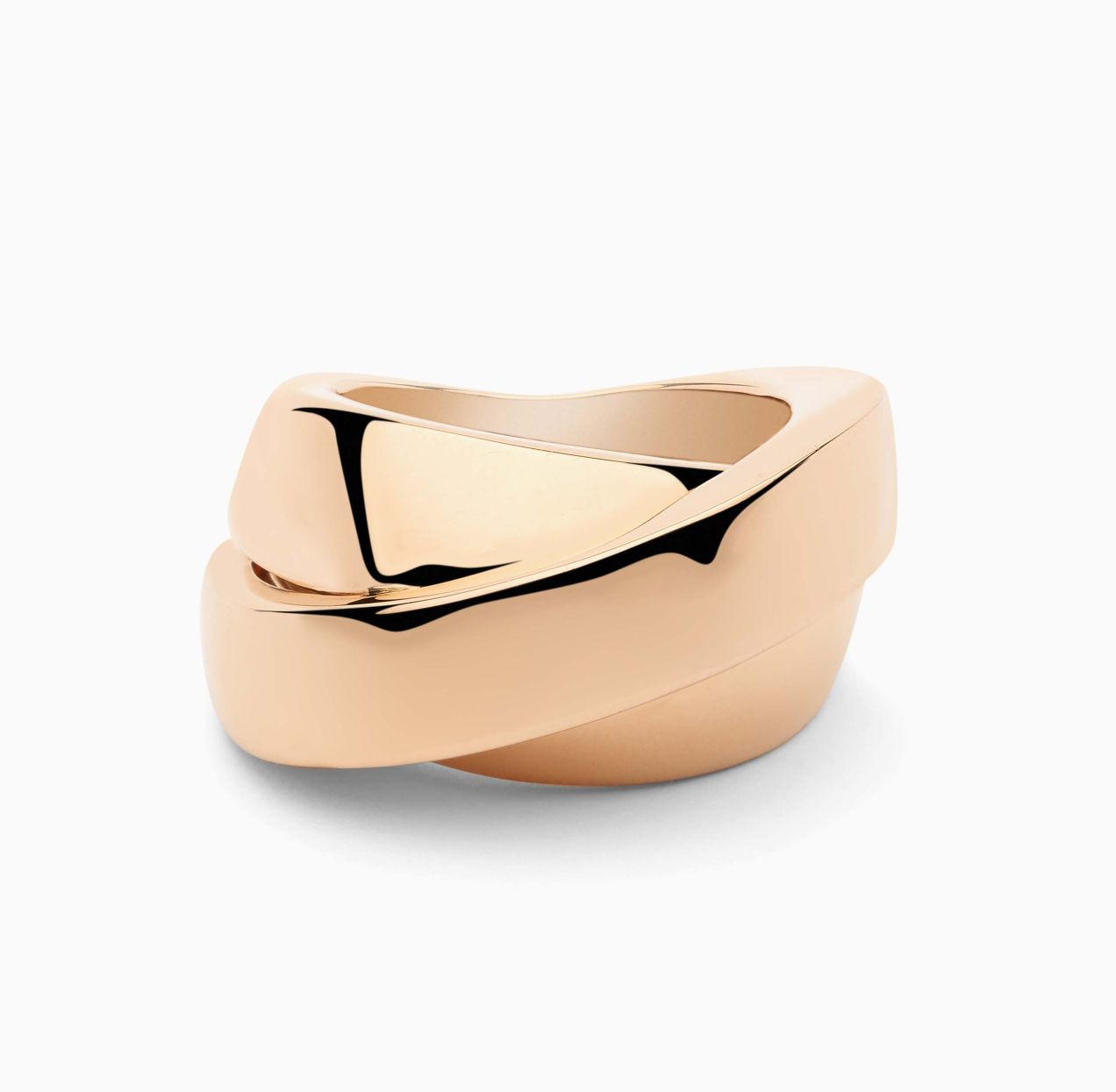 Anillo filas cruzadas de oro rosa 