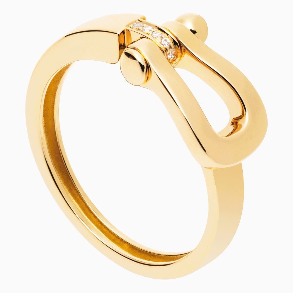 Fred Force 10 buckle ring in yellow gold with diamonds