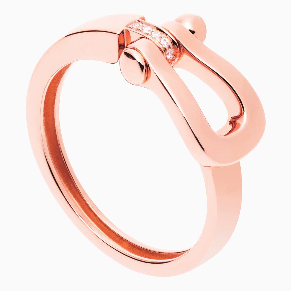 Fred Force 10 buckle ring in rose gold with diamonds