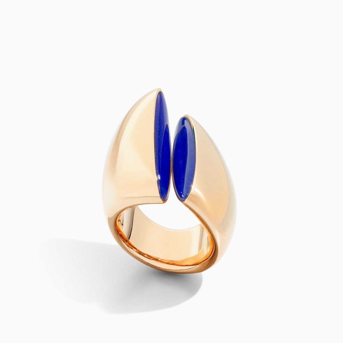 Vhernier eclisse rose gold ring with quartz crystal