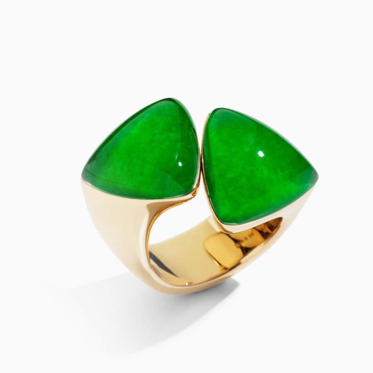 Vhernier Freccia ring in rose gold with jade