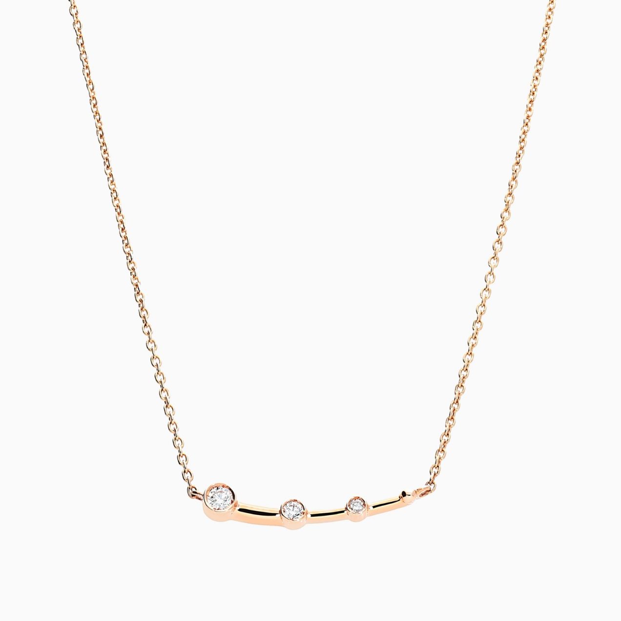 Pink gold pendant with three diamonds