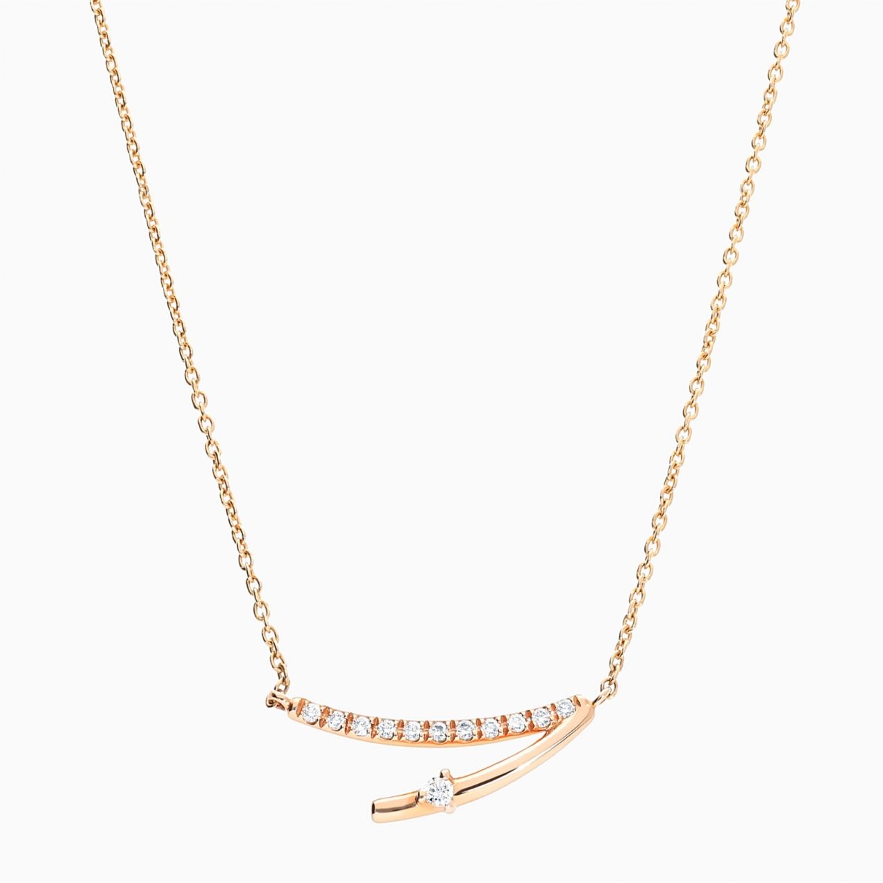 Pink gold rivière pendant with diamonds