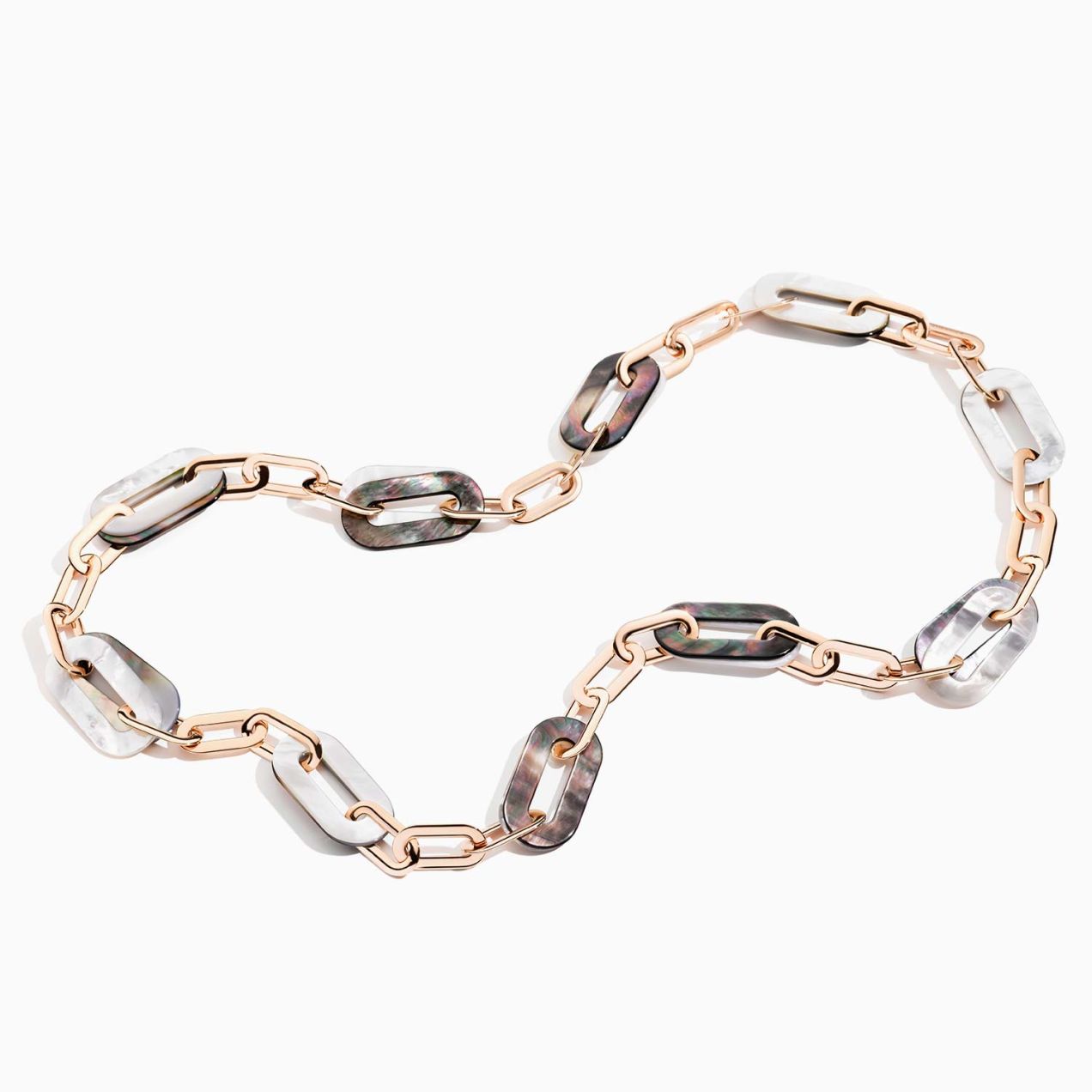 Vhernier bisquit chain necklace with white and gray mother of pearl