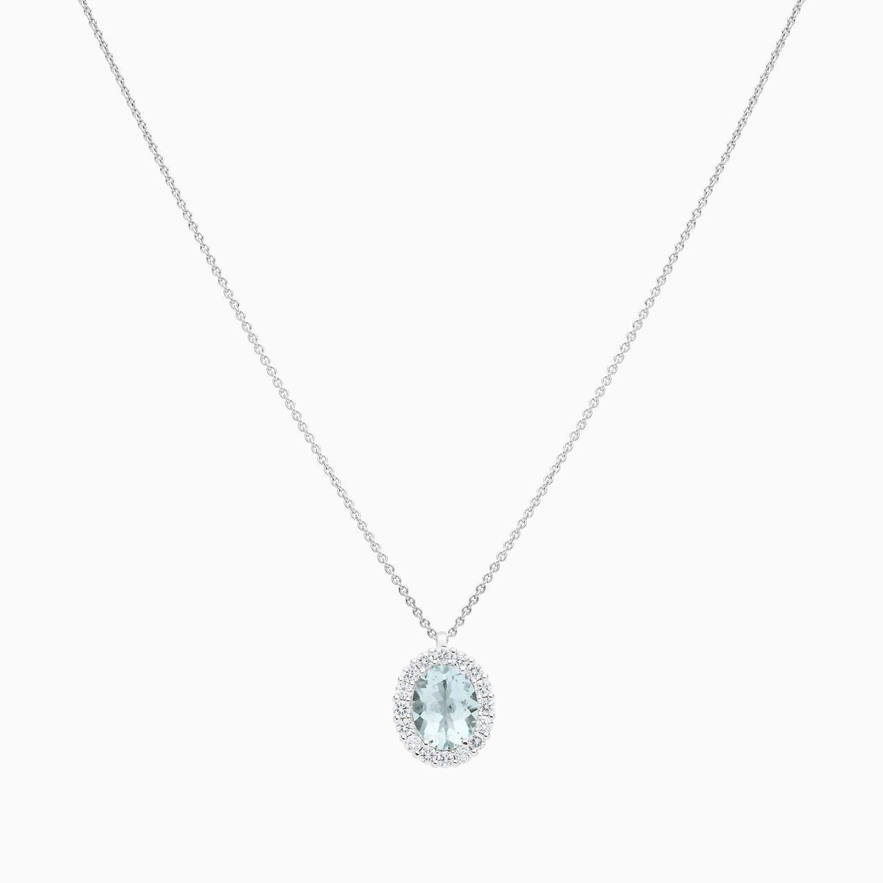 Aquamarine Pendant with Diamond Border 