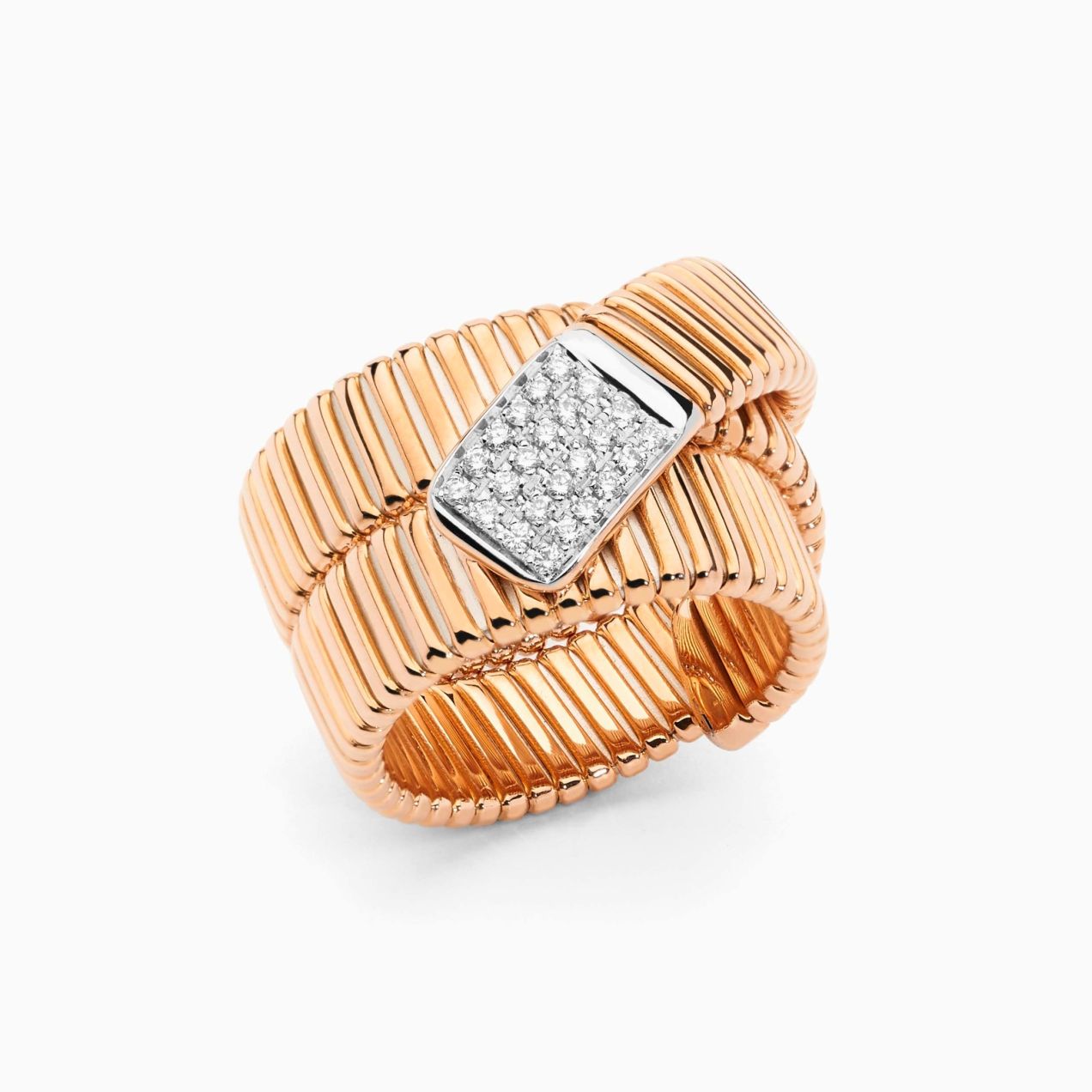 Tubogas Ring in Rose Gold and Diamonds