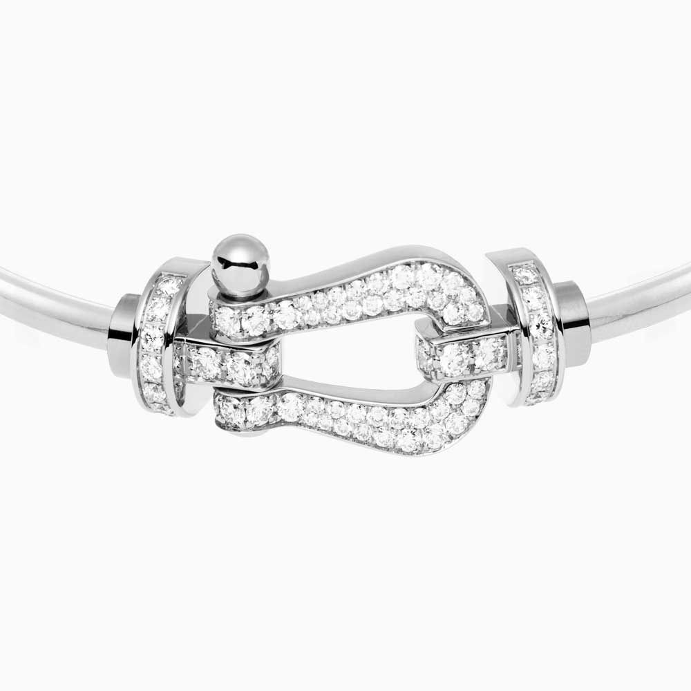 Fred Force 10 large buckle in white gold with diamonds