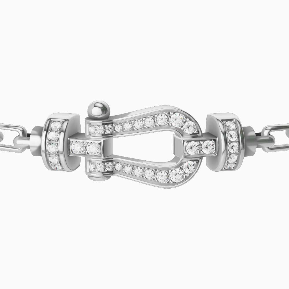 Fred Force 10 medium buckle in white gold with diamonds